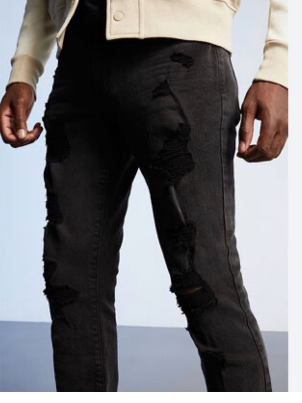 PacSun Black Distressed Skinny Jeans for Men 30x30